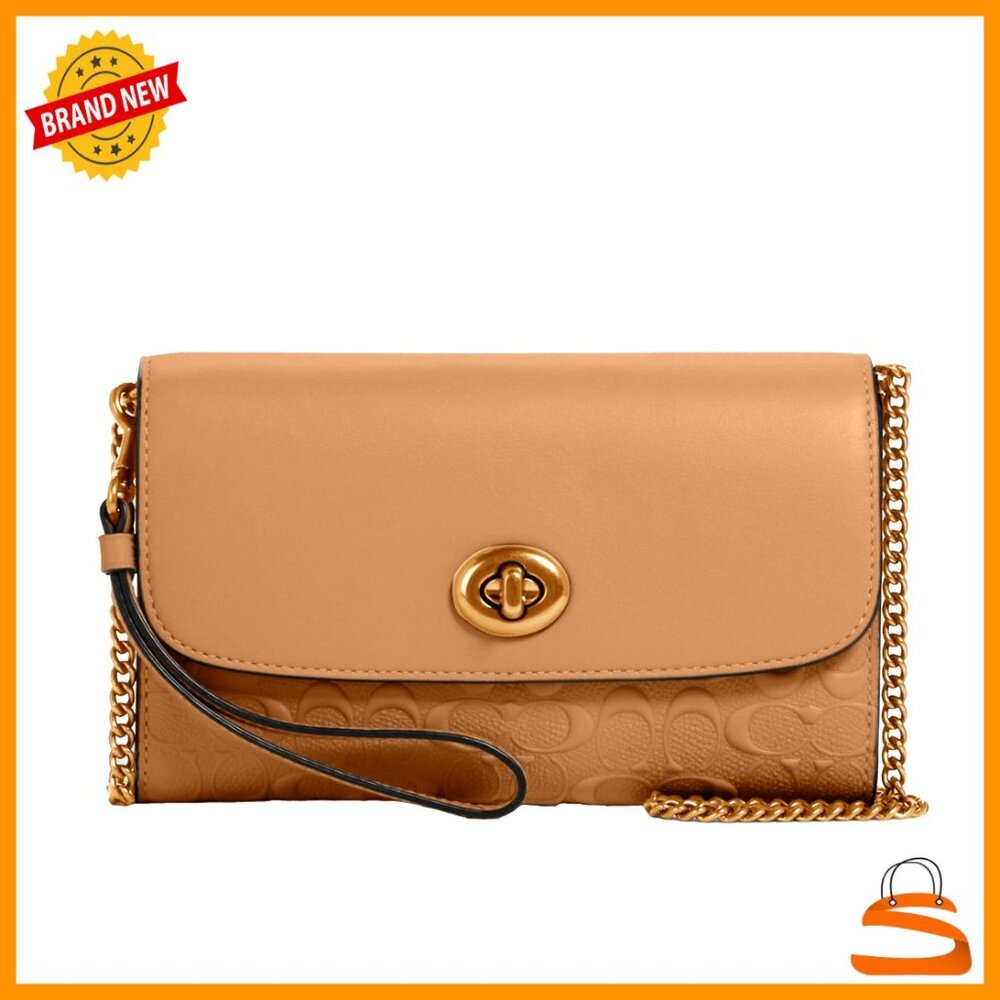 Signature Canvas Leather Chain Crossbody Bag with Detachable Strap